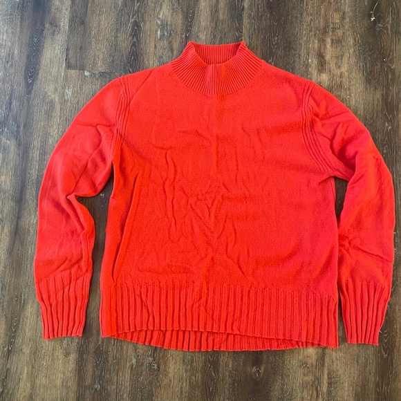 J Crew Mockneck Sweater, 100% Cashmere, Bright Cerise, Medium - Picture 1 of 3